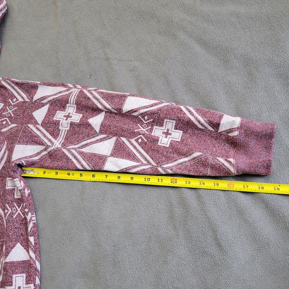 ON THE BYAS Hoodie Mens XL Red Aztec Pattern Skater Punk Beach Chill Cotton - Picture 7 of 16